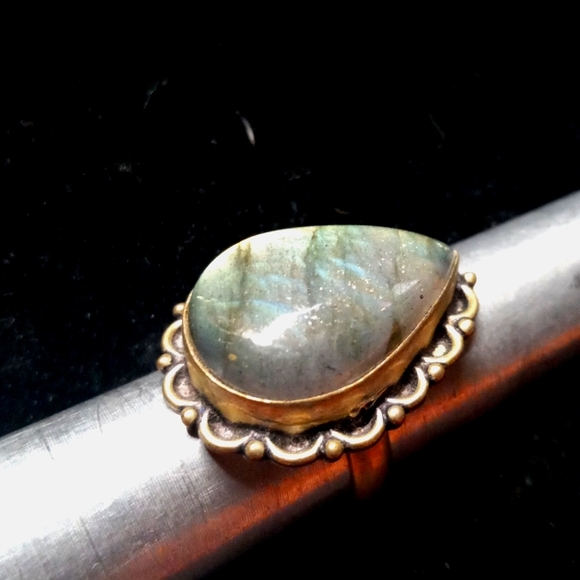 114 NWT Labradorite gemstone crystal 925 silver ring size 7 free shipping sale - Picture 5 of 8